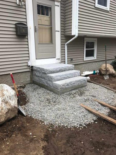 Reliable landscaper near Derry NH for granite front steps.