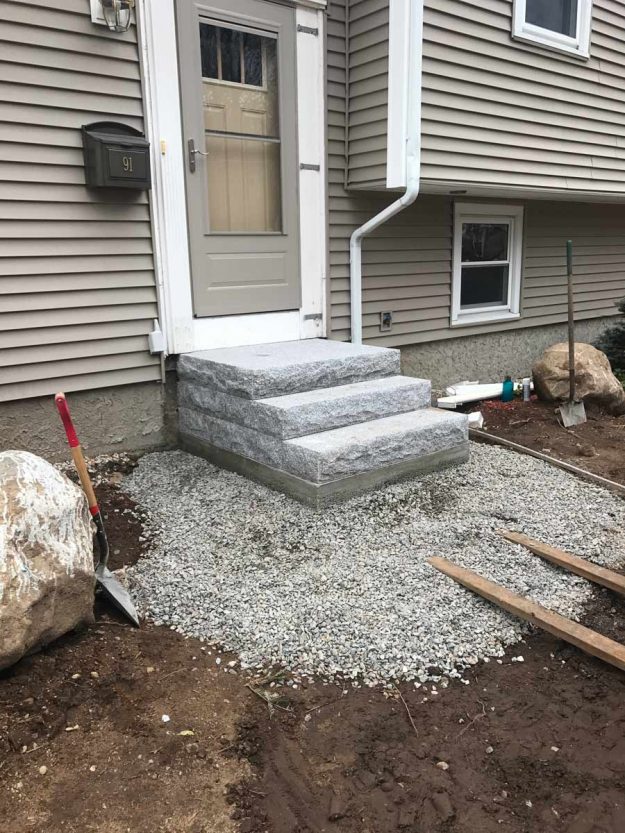 Reliable landscaper near Derry NH for granite front steps.