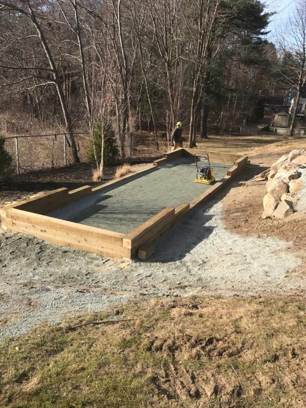 Reliable landscaper near Derry NH for bocce ball court at house.