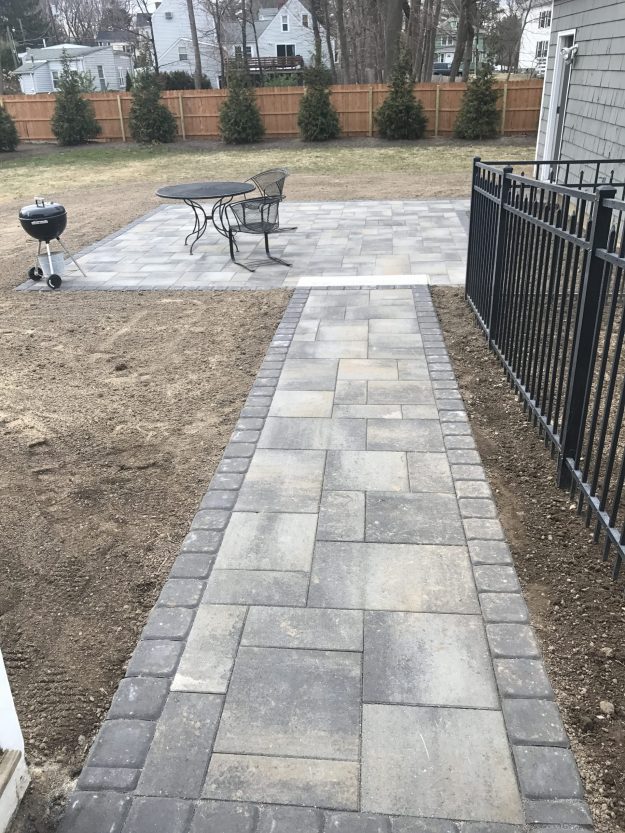 Hardscaping (Walkway, Patio, Fence Installation) as well as Plantings and Lawn Renovation